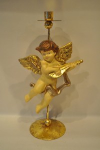 36,0 cm / 657 g - "AMOR" - STARY OKAZAŁY ŚWIECZNIK