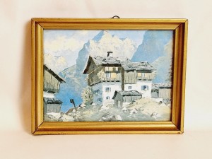 (l. 70 / 80-te XX w) 15,2 cm x 11,4 cm / "ALPY" - OBRAZ / REPRODUKCJA W RAMCE