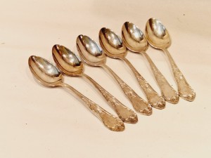 Kpl 6 szt. / HEFRA STARE ŁYŻECZKI DO HERBATY FH MET-60 WZÓR ROMAŃSKI