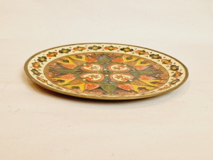 17,0 cm / 326 g - MOSIĘŻNY TALERZ - ZAWIESZKA / WIELOBARWNA MALATURA KOMÓRKOWA