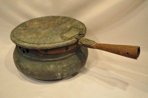 (XVIII / XIX w) ZABYTKOWA MIEDZIANA SZKANDELA - OGRZEWACZ POŚCIELI