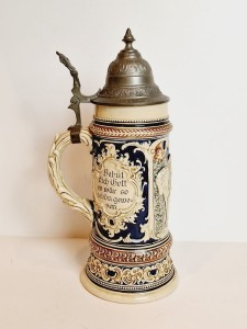 (XIX / XX w) ZABYTKOWY MASYWNY (27,0 cm / 942 g) KUFEL KAMIONKOWY Z POKRYWKĄ