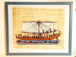 53,2 cm x 43,2 cm / PAPIRUS - OBRAZ W OSZKLONEJ RAMIE / PAMIĄTKA Z EGIPTU