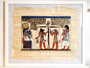 53,2 cm x 43,2 cm / PAPIRUS - OBRAZ W OSZKLONEJ RAMIE / PAMIĄTKA Z EGIPTU