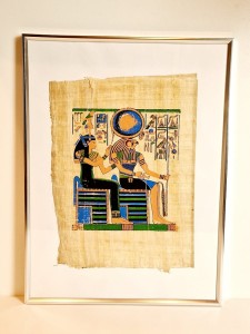 30,5 cm x 40,5 cm / PAPIRUS - OBRAZ W OSZKLONEJ RAMIE / PAMIĄTKA Z EGIPTU