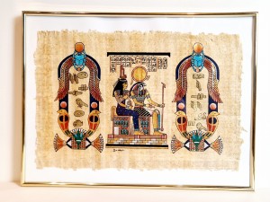 40,5 cm x 30,5 cm / PAPIRUS - OBRAZ W OSZKLONEJ RAMIE PAMIĄTKA Z EGIPTU