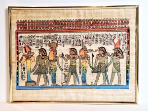 40,5 cm x 30,5 cm / PAPIRUS - OBRAZ W OSZKLONEJ RAMIE PAMIĄTKA Z EGIPTU