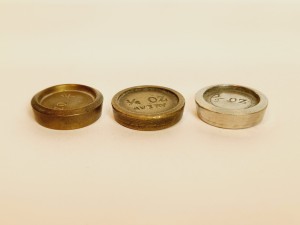 3 szt. x 1/2 OZ / UNCJE - ODWAŻNIKI ANGIELSKIE (brąz, brąz niklowany)