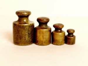 (l. 30-te XX w) 2 dkg - 20 dkg (4 szt.) / POLSKIE METRYCZNE ODWAŻNIKI HANDLOWE