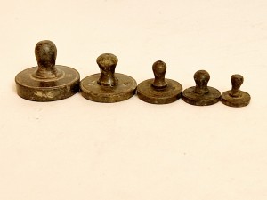 (XIX / XX w) ROSJA / 1/8 Ф - 2 Ф (5 szt.) ODWAŻNIKI FUNTOWE DO WAGI DZIESIĘTNEJ