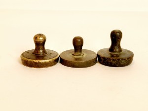 (XIX / XX w) ROSJA / 3 szt. a 1 Ф - ODWAŻNIKI FUNTOWE DO WAGI DZIESIĘTNEJ