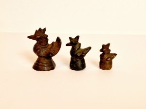 (XVIII - XIX w) BIRMA LAOS / 3 szt. "KURCZE" - ODWAŻNIKI (KYATT) OPIUMOWE