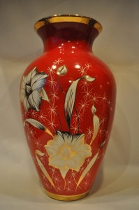 42,5 cm / WIELKI WAZON CERAMICZNY CHODZIEŻ / CZERWONY