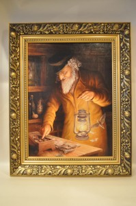 40,3 cm x 50,2 cm / "ŻYD LICZĄCY PIENIĄDZE" - OBRAZ W RAMIE