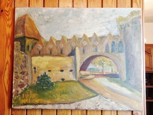 (1975) GŁOGÓW / W. HALKOCZY - MURY MIEJSKIE / OBRAZ OLEJNY (50,0 cm x 40,0 cm)