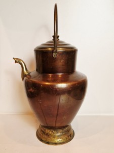 (poł. XX w) STARY MASYWNY (44,0 cm / 1,31 kg) DZBAN (MIEDŹ + MOSIĄDZ)