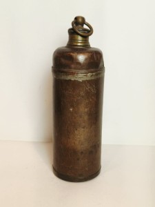 (XIX / XX w) ZABYTKOWY MASYWNY (718 g) POJEMNIK ZAKRĘCANY TERMOS Z BRĄZU