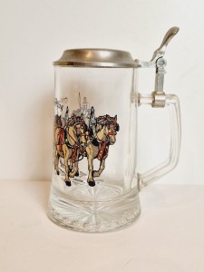 (l. 70 / 80-te XX w) MASYWNY (860 g) KUFEL SZKLANY Z METALOWĄ POKRYWKĄ