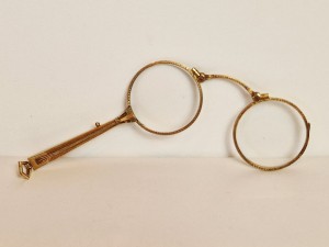 (XIX / XX w) ZABYTKOWE SYGNOWANE POZŁACANE BINOKLE - LORGNON