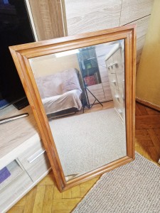 (I poł. XX w) ZABYTKOWE MASYWNE (8,3 kg / 56,0 cm x 87,2 cm) LUSTRO