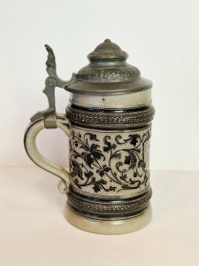 (XIX / XX w) SZKLIWIENIE SOLNE - ZABYTKOWY KUFEL KAMIONKOWY Z POKRYWKĄ