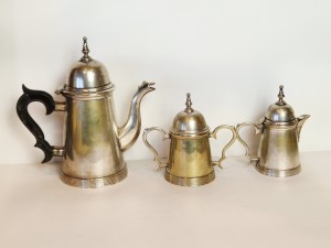 (XIX / XX w) PLATERY ZESTAW 3 szt. / ZAPARZACZ + CUKIERNICA + MLECZNIK