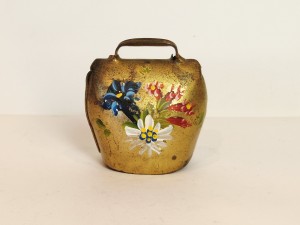 (l. 70 / 80-te XX w) MAŁY (6,3 cm / 67 g) ŻELAZNY DZWONEK PASTERSKI