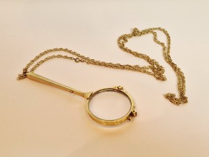 (XIX / XX w) POZŁACANE (585) OKULARY BINOKLE - LORGNON Z ŁAŃCUSZKIEM 