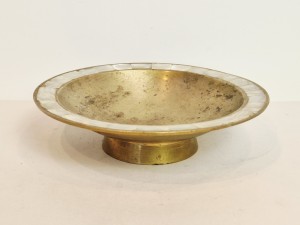 (poł. XX w) MASYWNA (17,2 cm / 373 g) PATERA / MOSIĄDZ + MASA PERŁOWA