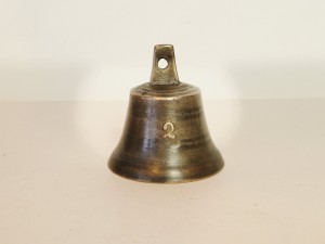 (XIX / XX w) No "2" - ZABYTKOWY MAŁY (5,7 cm / 97 g) DZWONEK Z BRĄZU