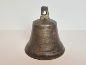 (XIX / XX w) MASYWNY (9,3 cm / 312 g) NUMEROWANY (12) DZWONEK Z BRĄZU
