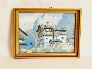 (l. 70 / 80-te XX w) "ALPY" - OBRAZ / REPRODUKCJA W RAMCE (15,2 cm x 11,4 cm)