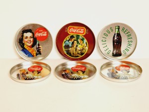 (l. 80 / 90-te XX w) Kpl 6 szt. - POSTAWKI STALOWE - REKLAMA Coca-Cola
